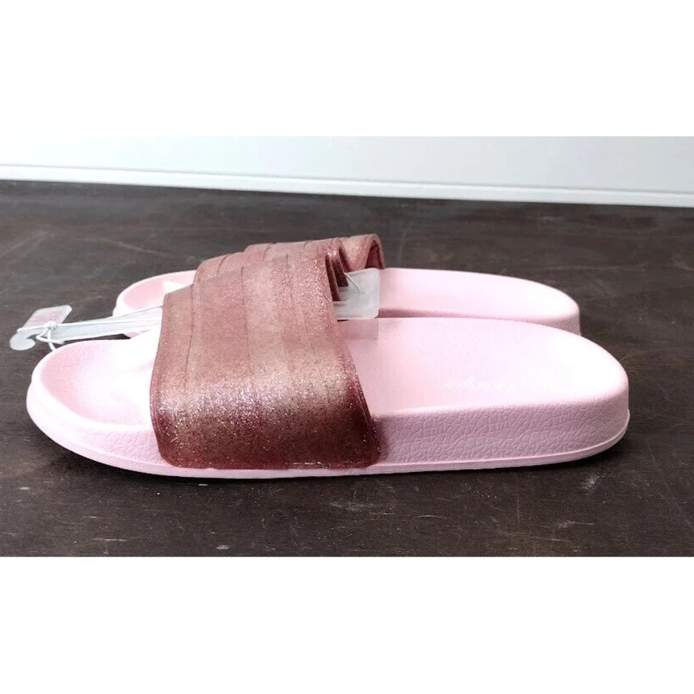 Cat Jack Kids Girls Pink Glitter Slides Sandals‎ Size M 2/3